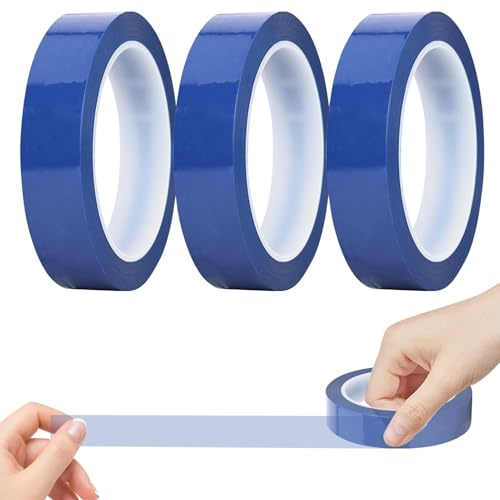 DONOONIS 3 rotoli di nastro termico per sublimazione, nastro adesivo resistente al calore, nastro per alte temperature, nastro a trasferimento termico per scheda elettronica (blu 20 mm × 33 m)