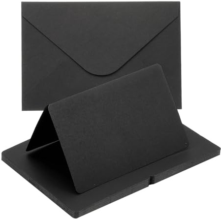 PATIKIL Blanka kort och kuvert 4x6, 20 tomma anteckningskort set i två och tjocka kartongkuvert för inbjudningar bröllop DIY födelsedag, svart