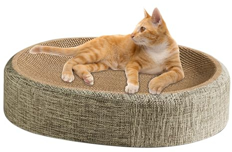 Tabla de rascar ovalada para gatos, cama rascadora para gatos, almohadilla de sisal para gatos, base antideslizante, suministros para mascotas resistentes al desgaste para protección de muebles de