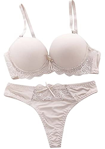 Generisch Ensemble soutien-gorge pour femme avec rembourrage imprimé, kaki, 105C