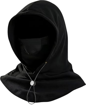 ZEMINRI Cagoule Moto Noir Hiver Cagoule Moto Homme Femme Thermique Polaire Respirant Chapeau Homme Bonnet Femme Cagoules Noire Coupe-Vent Multifonction Réglable Cache-Cou Intégré pour Ski Sport (Noir)