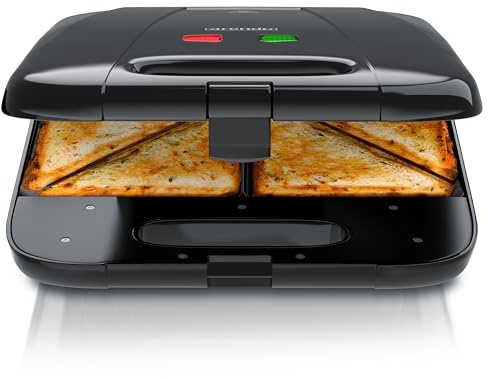 Arendo - Sandwichmaker XXL – für 4 Sandwiches – 1400 W – Sandwichtoaster mit Antihaftbeschichtung – Schnellaufheizung – automatische Temperaturregelung – integrierte Kabelaufwicklung – rutschfeste Füß