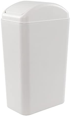 Qshape 14 Litre Poubelle avec Couvercle Basculant, Poubelles de Salle de Bain, Blanc