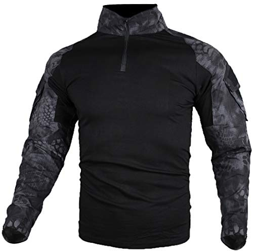 zuoxiangru Hommes Tactique Combat T-Shirt, Ripstop Respirant Chemise pour la Chasse Militaire Airsoft (HM, EU L=Tag XXL)
