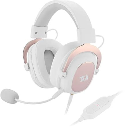 Redragon, H510W Zeus 2, Casque Jeux et Confortable, Audio Haute Définition + Basses puissantes, avec Microphone pour PC, Mobile, PS4, Son 7.1 + Logiciel téléchargeable Blanc