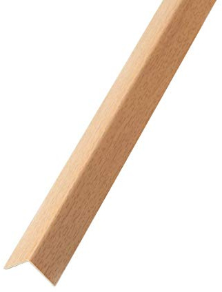 DQ-PP PROFIL D'ANGLE – 15x15 mm – 10 m (10x 1 m) – Couleur: Hêtre – Matériau: PVC – Profil d'angle en plastique – Protection des angles extérieurs – Profil mural L – Profil d'angle en plastique