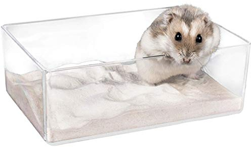 Cumuiu Hamster Sand Bathroom Clear Acrylic Toilet Tray Bathroom for Hedgehog Squirrel Hamster Guinea Pigs and Small Animal (Large)