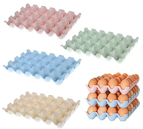 4 Stück Eier Behälter, Eierbehälter aus Kunststoff, Eier Aufbewahrungsbo，Stapelbar Kühlschrank Rutschfeste Eier Aufbewahrungsbox für Küche, Kühlschrank，Kann 24 Eier (4 Farben) Halten