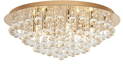 Lindby Plafoniera dimmerabile (Moderno) colore Oro, in Cristallo ad es. Soggiorno & Sala da pranzo plafoniera cristallo lampada