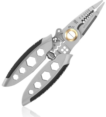 20cm Mehrzweck Abisolierzange, Edelstahl 4-in-1 Abisolierwerkzeug Tragbarer Professioneller Griff Abisolierschneider zum Abisolieren Schneiden Crimpen