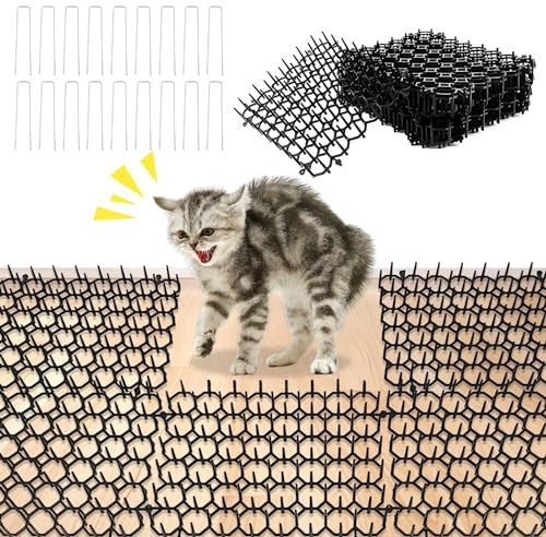 Idota Katzenabwehr Garten, 18 Stück Dornengitter Gegen Katzen, Katzenabwehr Matte, Katzengitter Katzenabwehr Spikes, Hochbeet Schutz, Katzenabwehr im Garten, Katzen Gitter Tier-Barriere