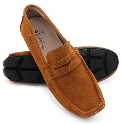 Zerimar Mocassins Homme - Mocassins Homme Cuir - Chaussures Mocassins Hommes - Mocassins Loafers - Loafers Homme - Mocassins Loafers -Couleur Camel - Taille 46