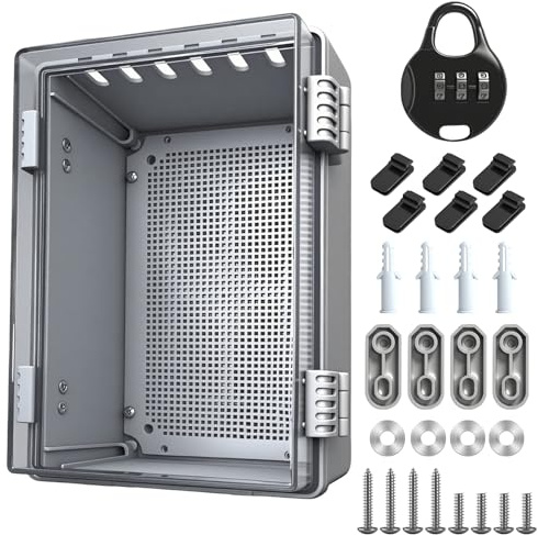 Abzweigdose Wasserdichtes, Abzweigkasten Aufputz IP65, ABS Kunststoffgehäuse verteilerkasten aufputz mit Schloss, langlebige schaltschrank außen für den Innen und Außenbereich (300 * 200 * 170mm)