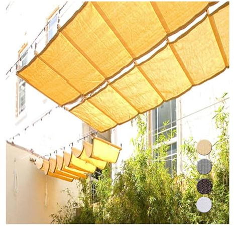 Voile d'ombrage en forme de U avec protection UV à 90 % pour extérieur, pergola et piscine, filet d'ombrage ondulé rétractable (2,4 x 8 m (l x L)