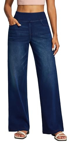 IUGA Wide Leg Jeans Woman High Waisted Pull On Baggy Jeans for Women Stretchy Trendy Womens Jean Straight Casual Denim Pants