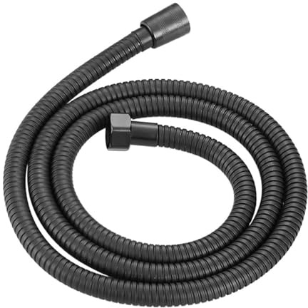 Duschschlauch Schwarz 1.5 m Flexibler Edelstahl-Schlauch mit 1/2 Zoll Anschluss Universal Drehschutz für Handbrausen und Badezimmerarmaturen Extra Lange Hochdruck-Duschschlauch für Wand- und Regendusc