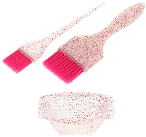 Operitacx Set de Cuenco para Tinte de Cabello y Pincel de Cerdas Suaves, Kit Profesional de Mezclador de Tinte y Herramienta para Colorear el Cabello, Accesorio Rosa para Salones y Uso