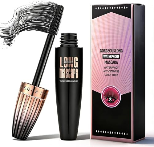 Máscara de Pestañas 4D Negra 10ML,Fibra Voluminizadora,Pestañas Largas y Densas, Resistente al Agua,Efecto Ventana,Cepillo Flexible,Doble Uso Diario y Fiesta