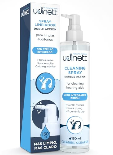 Spray Limpiador para Limpieza Diaria de Audífonos Boquilla con Cepillo Integrado Udinett 150ml Higienizante para Auriculares Bluetooth Solución Sin Alcohol Elimina Cerumen y Bacterias