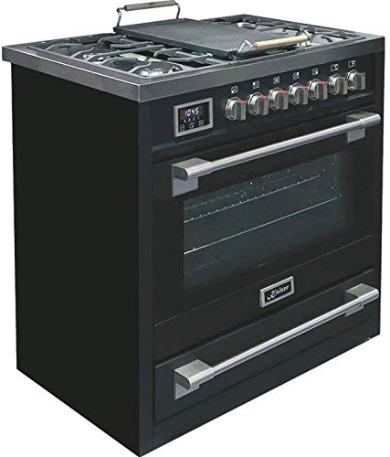 Kaiser HGE 93505 S Gas Elettrico Fornello 90 cm/Forno Elettrico/Fornello/115L / Piano cottura a gas/ 4,5 Kw WOK/ 8 funzioni/Autopulente/Gas naturale e propano possibili/Qualità deluxe