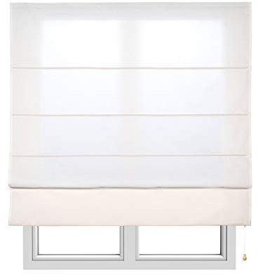 Estores Plegables con Varillas con cordón Estor Plegable Textil translucido para Interior en Ventanas y Puertas Cortinas con cordón Persianas Romanas STORESDECO Blanco Roto 150 x 175 cm