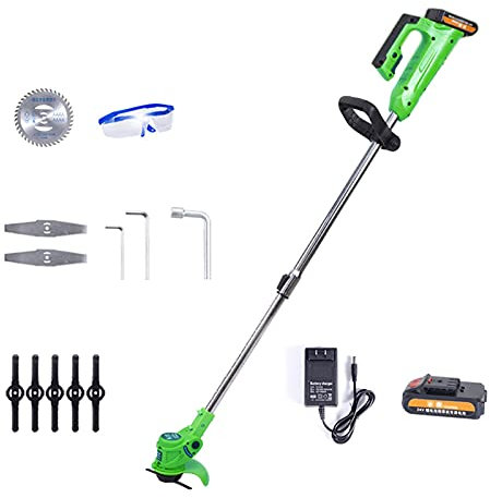 Samnuerly Cortacésped eléctrico 21V Batería portátil Cortacésped rotativo eléctrico con Mango en U Recargable Ligero Telescópico Jardín Herramientas de deshierbe 1 Batería zhengzilu