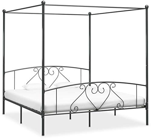 Homgoday Metallgrå himmelssäng 180x200 cm, sängsängstomme, ram, ram, modern säng sängram för sovrum vardagsrum säng