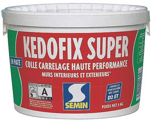 Colle pour Carrelage Haute Performance Kedofix Semin, Prêt à l'emploi, Intérieur/extérieur, seau de 5 kg