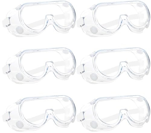 PIWOSGOL 6 Stücke Sicherheitsbrille Arbeitsschutzbrille,Schutzbrille Klare Gläser Anti Fog, Augenschutz Schutzbrillen, Laborbrille Augenschutzbrille Kratzfeste Linsen für Brillenträger Labor