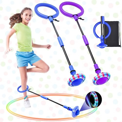 Shine Bola de Salto de Tobillo, Plegable Anillo de Salto Intermitente, Colorida Flash Bola de Salto, Pelota de Salto Deportiva, Colorida Anillo de Salto de Tobillo, Flash LED Saltar Bola para Niños