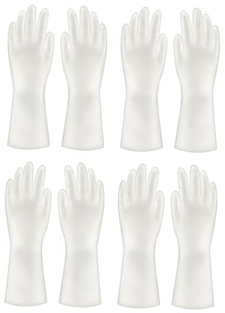 MAGICLULU Schutzhandschuhe Für Die Küche 4 Paar Heimhandschuhe Hausarbeit – Fäustlinge Größe S Weiß