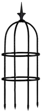 Enrejado de jardín – Obelisco de torre vertical, plantas trepadoras para exteriores | Robusto soporte para plantas antioxidantes de 11,4 pulgadas de diámetro con 4 estacas para tornillos y flores