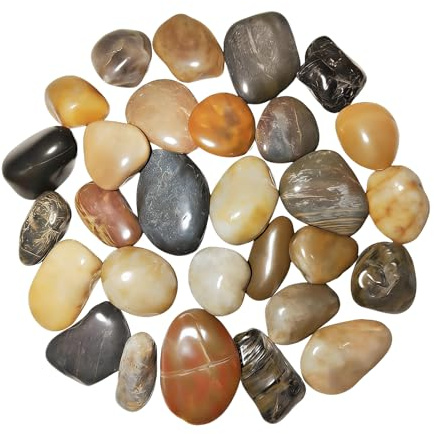 2000g Piedra Jardín Decoración Canto Rodado, Piedra Natural Pulido, Piedras Decorativas Jardin Guijarros Naturales Pequeñas 4-6 cm para Paisajismo, Jardin, Acuarios, Suculentas (Multicolor, 4-6 cm)
