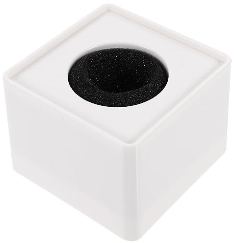 TEMPNAP White Abs Microphone Logo Flag Station Cube with Sturdy Hard Plastic, Large Logo Engraving Area for Interview Microphone, Portable Square Stand for Professional Interview Use