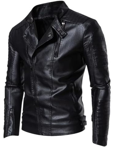 Pohullan ArmoRed - Tuta da motociclismo da uomo, in pelle, stile casual, da uomo, Nero , XL