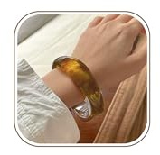 LOCCY Pulsera de resina para mujer, pulsera de resina acrílica, estilo retro, ancha y gruesa, con diseño geométrico de resine, para adolescentes (Ámbar)