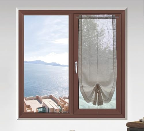 HD BRICO Tende a Pacchetto in Misto Lino, 2 Pannelli con Tasca, Stile Chic, per Camera, Balcone e Finestra (BEIGE chiaro, 45X240)
