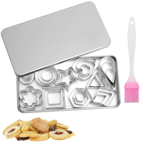 GZRXIOUS 30 Mini Formine per Biscotti Geometriche in Acciaio Inossidabile, Tagliapasta per Biscotti Fai da Te, Formine A Forma Di Cuore Esagonale con Fiori A Stella, per torte di zucchero e biscotti