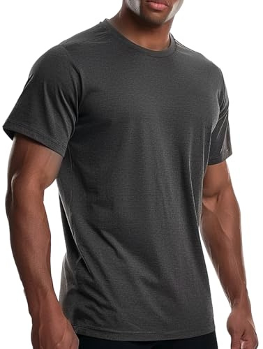 Men’s Gym T-Shirts Bamboo Viscose Athletic Workout Sport Tee Activewear Loose Fit Training Casual Quick Drying Dark Grey
