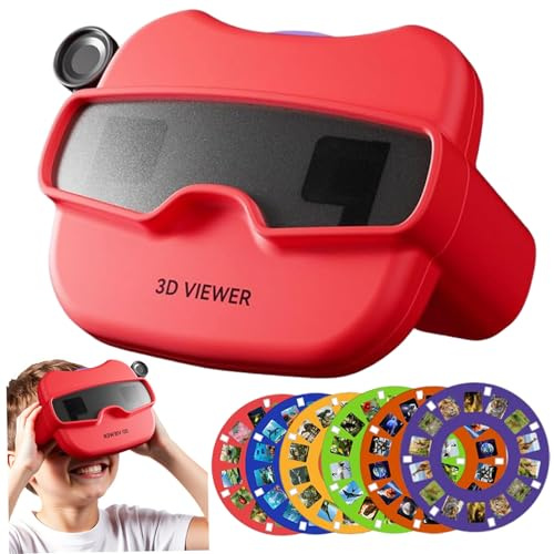 Monetais Visualizzatore 3D Caleidoscopi educativi Divertenti per Bambini con 6 Bobine novità Giocattoli Naturali sicuri per Gli Occhi per Ragazze Ragazzi Adulti 3+ Visualizzatore 3D per Bambini