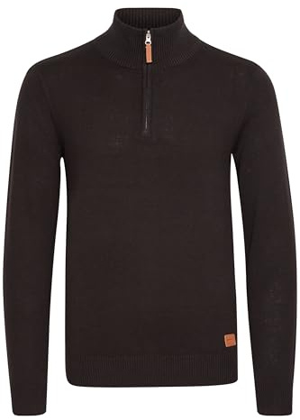 Blend BHRobin Herren Strickpullover Troyer Feinstrick Pullover mit Troyerkragen Rippbündchen Baumwollmischung Regular fit, Größe:L, Farbe:Black (70155)