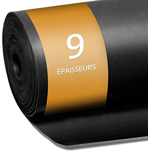 etm Plaques en Caoutchouc antidérapant SBR au mètre,Revêtement de Sol en Rouleau,Tapis de Sol pour Garage Entrepôt,Protection Contre l’Usure pour Zones de Chargement - Noir 120x100cm, 2mm d'épaisseur