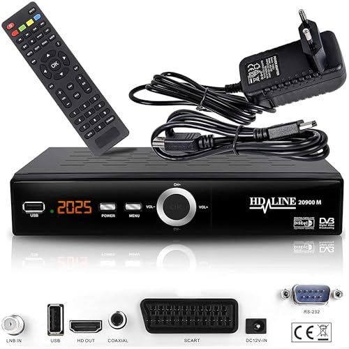 hd-line 20900 M Digital Satelliten Sat Receiver - (HDTV, DVB-S/S2, HDMI, SCART, 2X USB 2.0, Full HD 1080p) [Vorprogrammiert für Astra Hotbird Türksat]