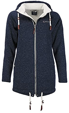 Dry Fashion Oslo Manteau en polaire pour femme - Veste d'hiver pour femme avec capuche réglable - Coupe-vent - Doublure, bleu foncé, 42