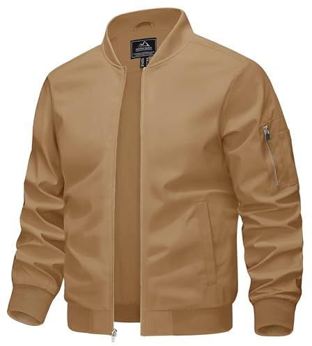 KEFITEVD Giacche da baseball sottili estive da uomo casual bomber cargo giacca a vento militare con tasche multiple, cachi, M