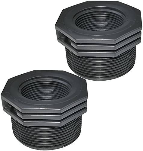 AERZETIX - Set di 2 Riduttori in Plastica Maschio/Femmina 2''x1 1/2'' con Fermo Interno per Avvitamento - Nipplo Ridotto 6 Bar