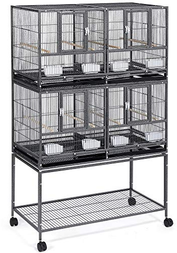 Yaheetech Cage d'elevage pour Oiseaux avec Deux Espaces Divisés Cage pour Petit Oiseaux Exotiques Canaris Madarin Perruche avec Un Support Roulant 95.50 x 45.50 x 157.5 cm