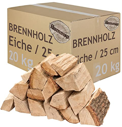 Legna da Ardere 20 kg Per Stufa e Camino Braciere Griglia Cestello per il Fuoco Ceppi 25 cm quercia flameup