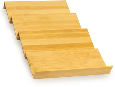 WodGod Estante de especias de bambú para cajón, organizador de almacenamiento de condimentos apilable de 4 niveles, para inserto de almacenamiento de condimentos de cocina (tarros no incluidos, 9.4