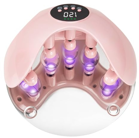 Kabellose UV Lampe für Gelnägel: Madenia 5-Finger Akku UV LED Lampe Nägel zum Schutz der Handhaut, Professionelle UV LED Nagellampe für den Gebrauch zu Hause & Salon, Rosa
